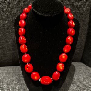 Elegant Red Beaded Necklace